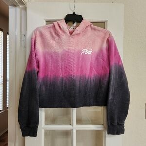 PINK by Victoria’s Secret Cropped Tie Dye Hoodie Small – Pink → Black Ombré